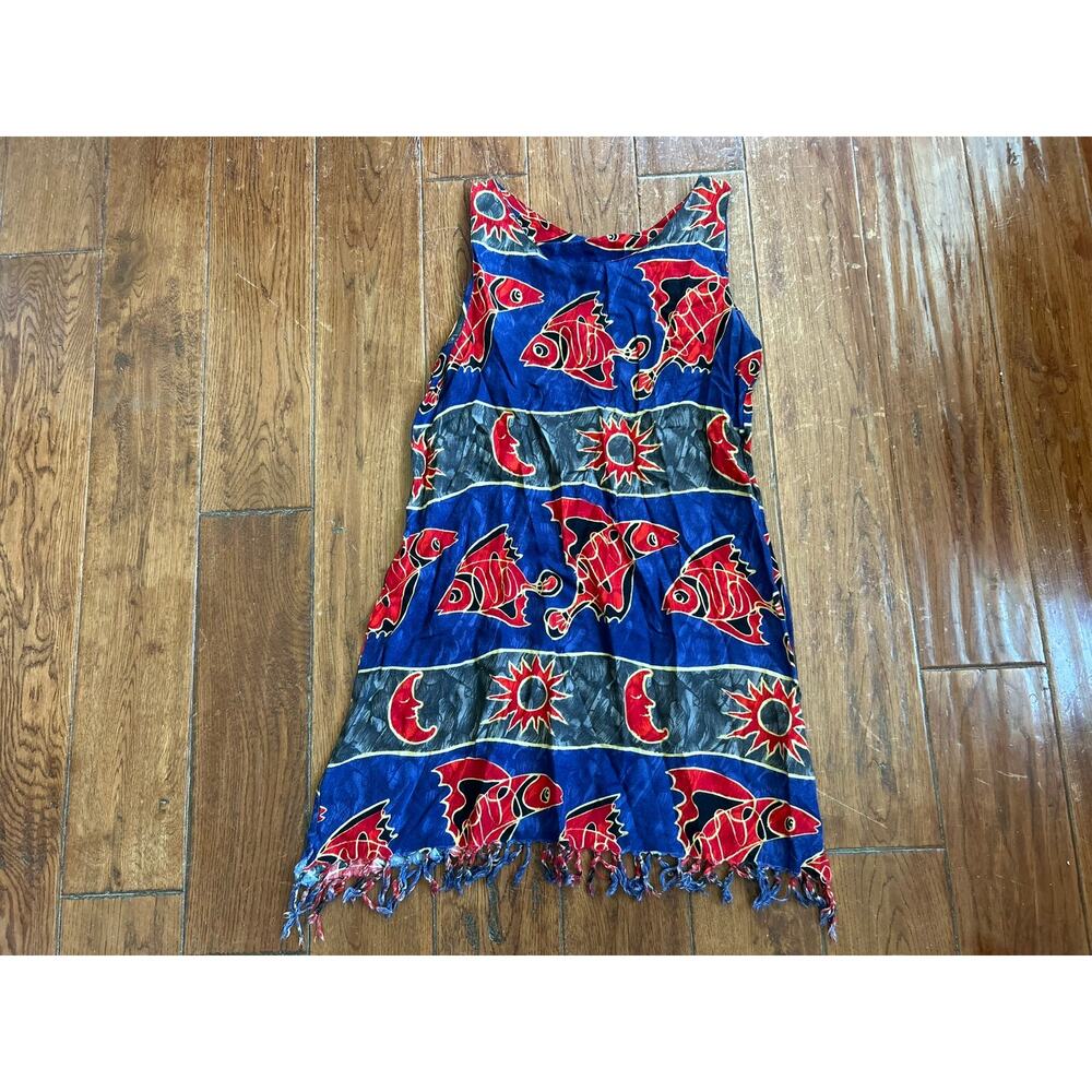 Vintage Cocowalk 100% Rayon Fish and Sun Boho Dress